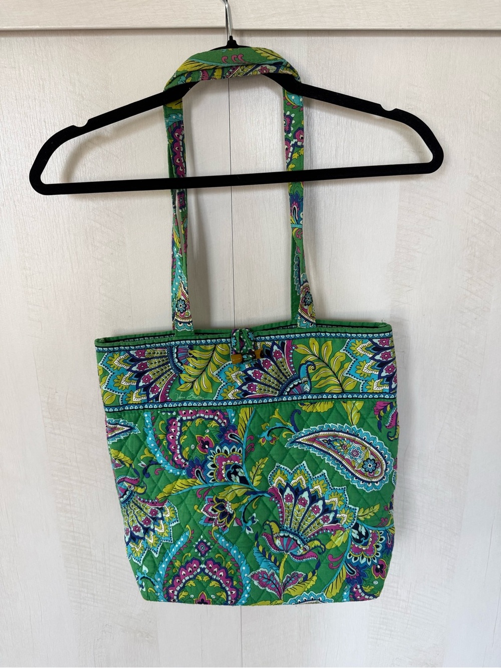 Vera Bradley Green Paisley Quilted Shoulder Tote Multi-Color 🌿